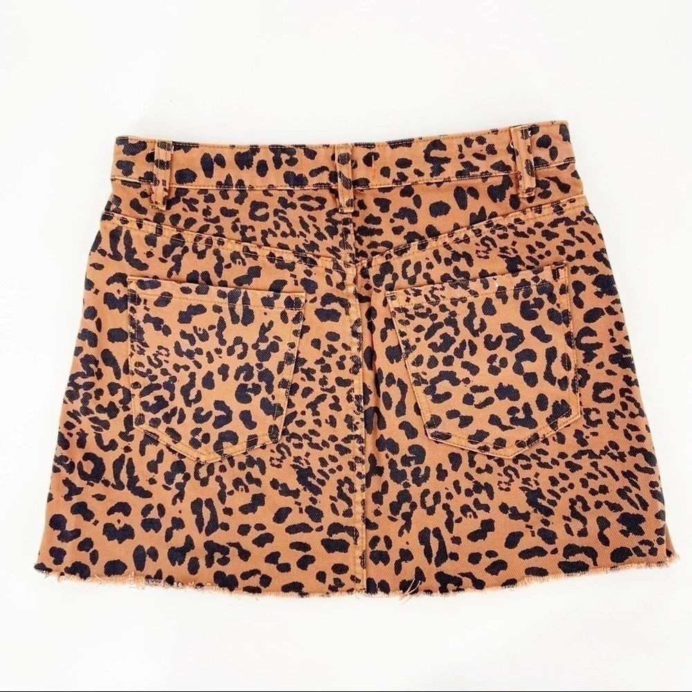 Free People Zip It Up Leopard Print Mini Skirt